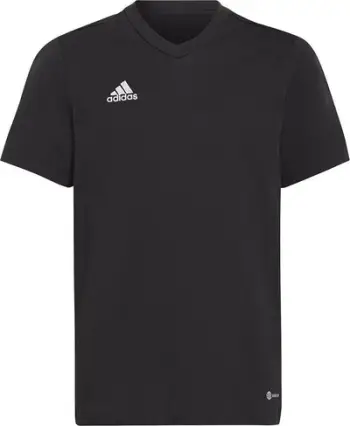 Bluzë sportive për fëmijë Adidas Entrada 22, pambuk, jakë V, e zezë