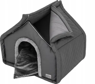 Shtëpizë qeni Diamond Kennel R1, 42x32x43 cm, eco lëkurë, gri grafit - 3