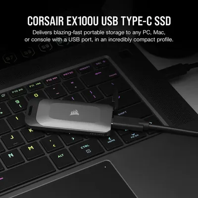 Disk i jashtëm SSD CORSAIR EX100U, 1TB, USB C, gunmetal - 7