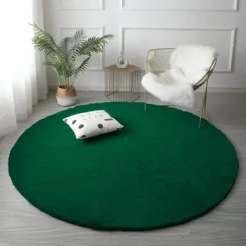 Tapet i rrumbullakët Strado Round Rabbit Rug, 120x120cm, antirrëshqitës, jeshile BottleGreen