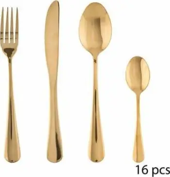 Set lugë dhe pirunë Secret of Gourmet, çelik inox, stil modern, ngjyrë ari, madhësia S