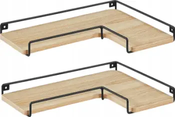 Raft këndor muri Oskar, set 2 copë, 40cm, metal dru sonoma, i zi