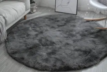 Tapet rrethor Shaggy Ombre, 140 cm, push i gjatë, gri
