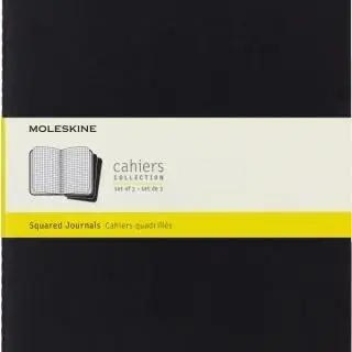 Fletore Moleskine Cahier Extra Large, faqe me katrorë, paketim 3 copë, e zezë