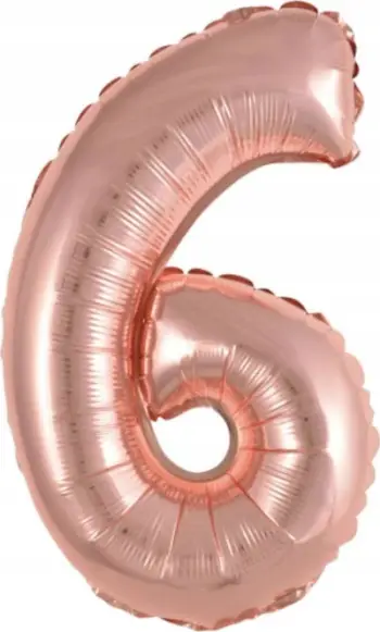 Balonë mini me folie numri 6, 29x40cm, rose gold