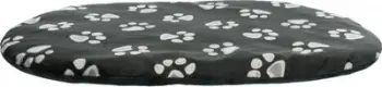 Jastëk për qen Trixie Jimmy Oval, 54x35 cm, pelush, i zi me shenja putrash