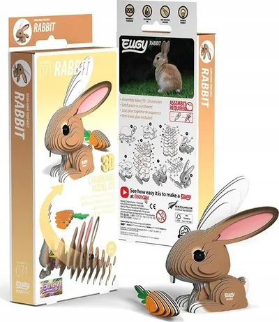 Puzzle 3D Safari Ltd EUGY Rabbit, lodër edukative kartoni, shumëngjyrësh - 4