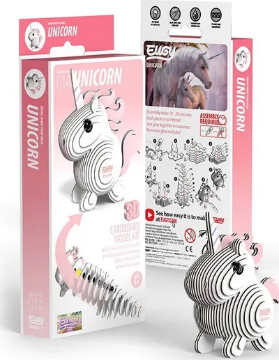 Puzzle 3D ekologjik Eugy Pink Unicorn, model njëbrirësh, shumëngjyrësh - 4