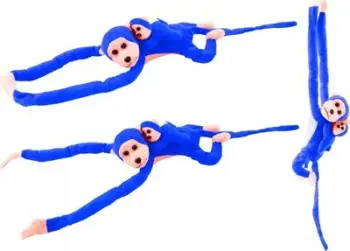 Lodër pelushi Lean Toys Monkey me bebe, 90 cm, blu