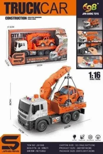Kamionçinë lodër Maksik Tow Truck With Crane, drita dhe tinguj, shkalla 1:16, shumëngjyrëshe