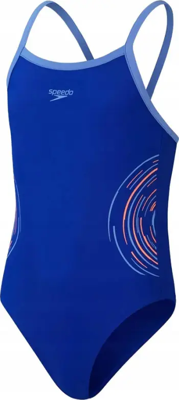 Kostum noti për vajza Speedo Girls Plastisol Muscleback, rripa të hollë, rezistent ndaj klorit, i kaltër
