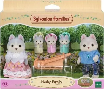 Set lodrash Sylvanian Families Husky Family, figura familje, shumëngjyrësh
