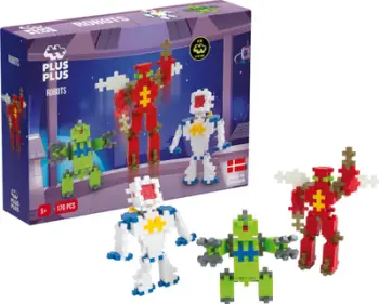 Set ndërtimi Plus Plus Basic With Robots, 170 elemente, shumëngjyrësh