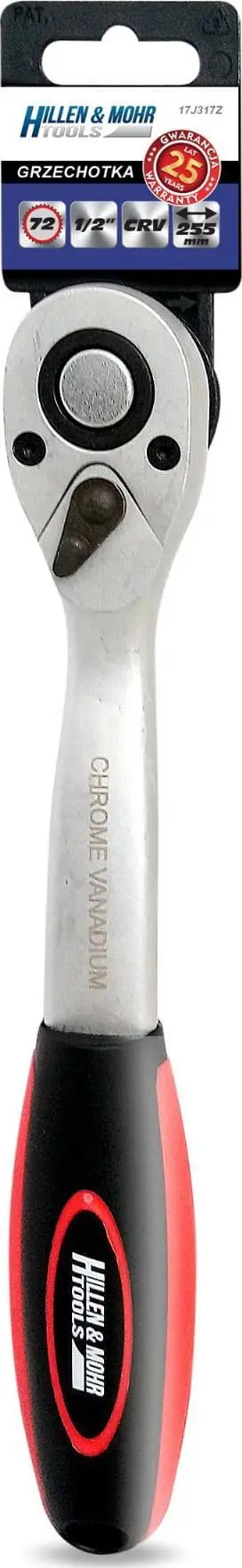 Ratçetë Dedra 1/2", 72 dhëmbë, çelik CRV 6140, dorezë e lakuar dy-materialëshe