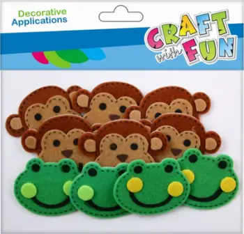 Dekorime prej filci Craft with Fun CF, figurina bretkosë dhe majmun, set 10 copë, shumëngjyrëshe