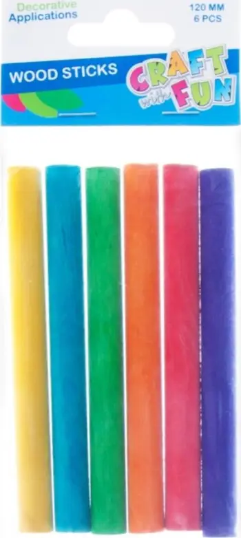 Shkopinj druri dekorativë Craft with Fun, të rrumbullakët, 12cm, shumëngjyrësh