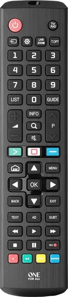 Telekomandë televizori One For All URC4911, për LG, funksion mësimi, i zi