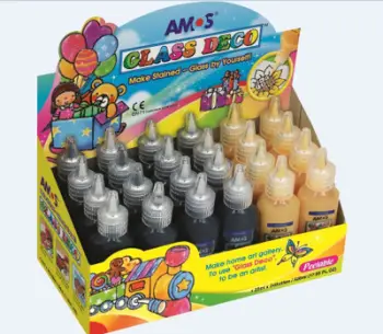 Set bojërash xhami Amos Glass Deco GD22D24BG, 24 shishe 22ml, shumëngjyrëshe