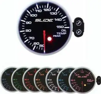Matës temperature vaji Prosport PK SC, 52mm, ndriçim i bardhë portokalli, i zi