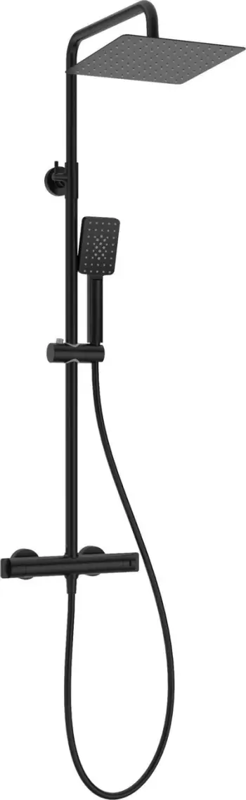 Set dushi Deante Cascada, bateri termostatike, 3 funksione, nero mat