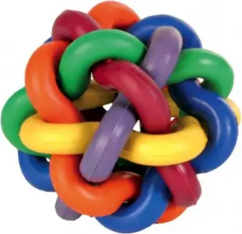 Lodër top për qen Trixie Woven Ball, 7 cm, gome, shumëngjyrëshe
