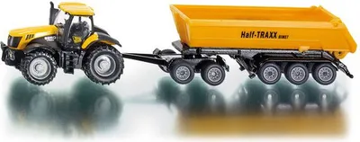 Lodër traktor Siku JCB 1858 me rimorkio kiper, shkalla 1:87, metal plastike, e verdhë - 1