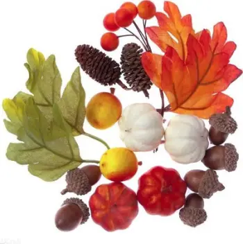 Set dekorativ vjeshte Decoris Autumn, 19 copë, kone dhe gjethe, ngjyra vjeshte