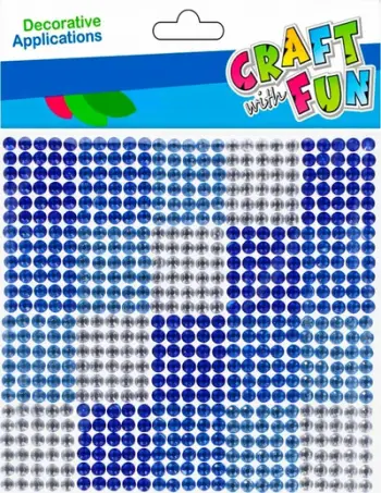 Kristale vetëngjitëse dekorative, rrethore, 600 copë, blu dhe argjend