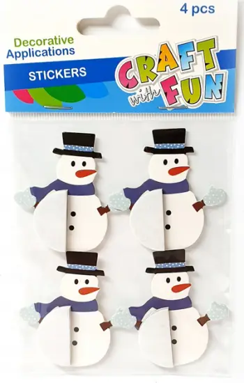 Ornament dekorativ vetëngjitës Craft with Fun Snowmen Accordion Christmas, për kartolina dhe DIY, shumëngjyrësh