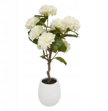 Bimë artificiale Atmosphera MIKA, hortensi, vazo qeramike, 100cm, e bardhë