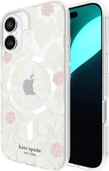Mbrojtëse telefoni Kate Spade York Hollyhock MagSafe, për iPhone 16, krem me lule