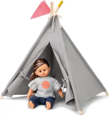 Çadër loje për kukulla Micki Skrallan Play Teepee, dru dhe pambuk, për fëmijë 3+