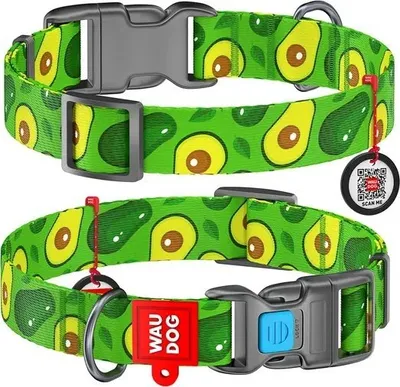Qafore qeni WAUDOG Nylon Avocado, me QR, XS, jeshile e çelët - 2