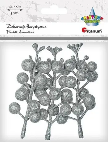 Degë dekorative Titanum Silver Virginia Creeper, set 3 copë, argjendta
