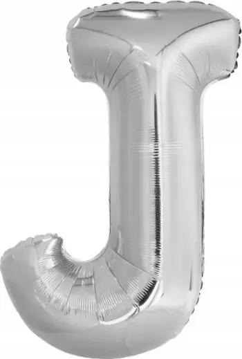 Balonë shkronjë J foli, 86 cm, argjendi