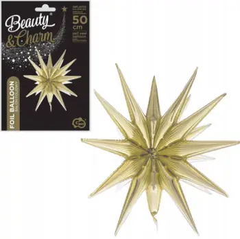 Balonë folje Godan Star 3D, 50x46cm, ngjyrë champagne