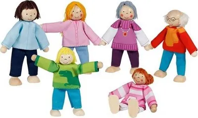 Set kukullash GoKi Mini Doll Family, familje moderne, shumëngjyrëshe - 1