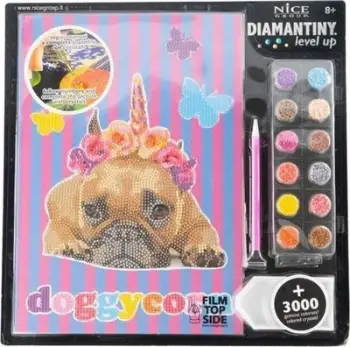 Set mozaiku me diamant Level Up Doggycorn Russell, kreativ për fëmijë, shumëngjyrësh