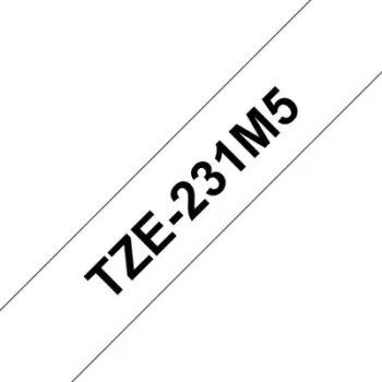 Shirit etiketues Brother TZE231M5, 12mm, 5 copë, i bardhë me shkrim të zi