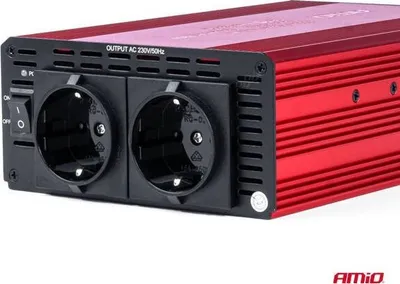 Inverter energjie Amio PI05, 12V në 230V, 1000W 2000W, i kuq - 2