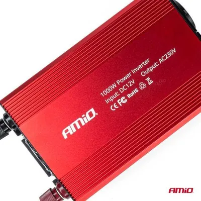 Inverter energjie Amio PI05, 12V në 230V, 1000W 2000W, i kuq - 5