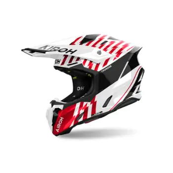 Helmetë motokros Airoh Twist 3 Thunder, madhësia L, bardhë zi e kuqe