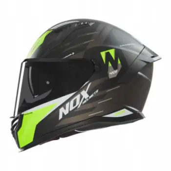 Helmetë integrale Nox N401 Crower, polikarbonat, vizor kundër diellit, e zezë verdhë fluo, S
