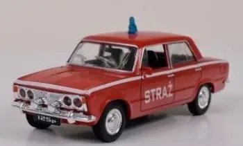 Maket metalik PRL Collection Fiat 125P Fire Brigade Daffi, shkalla 1:43, kuqe