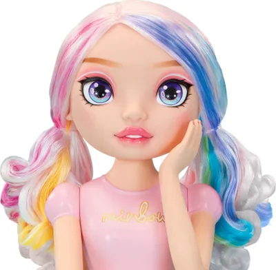 Set loje Rainbow High Styling Head, kokë stilimi 4 në 1, aksesorë flokësh dhe thonjsh, shumëngjyrësh - 4