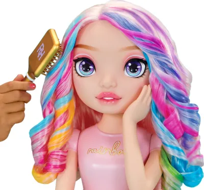 Set loje Rainbow High Styling Head, kokë stilimi 4 në 1, aksesorë flokësh dhe thonjsh, shumëngjyrësh - 5