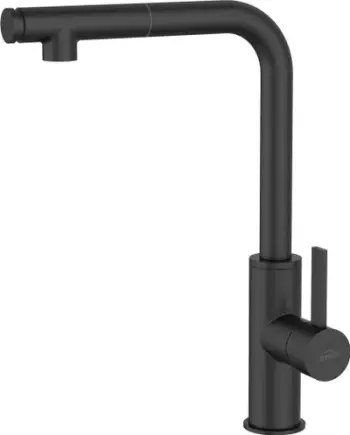 Rubinet kuzhine Invena Preto BZ-48-W04, me dush tërheqës, i zi