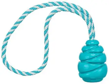 Lodër për qen Trixie Jumper Cone on Rope, 33cm, TPR i fortë, ngjyrë petrol