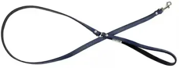 Litar qeni Barry King, lëkurë, 20mm 120cm, blu navy e zezë