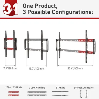 Mbajtëse muri TV Barkan E407, për 32-90", deri 60 kg, e zezë - 3